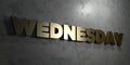 Wednesday - Gold sign mounted on glossy marble wall - 3D rendered royalty free stock illustration