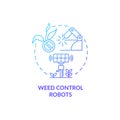 Weed control robots blue gradient concept icon