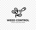 Weed control, spraying weeds pesticide, sprayer, linear graphic design Royalty Free Stock Photo