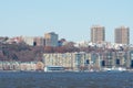 Weehawken New Jersey Skyline along the Hudson River with Homes and Buildings Royalty Free Stock Photo