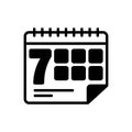 Black solid icon for Week, hebdomad and weekly Royalty Free Stock Photo