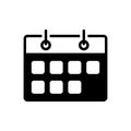 Black solid icon for Week, once and calendar