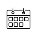 Black line icon for Week, once and calendar