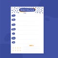Week meal planner, daily food plan. Diet diary list, weekly organizer, A4 printable page
