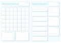 Week and month planner leaf in blue color without dates, week starts on Monday