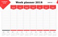 Week planner 2018 calendar, schedule and organizer for companies and private use