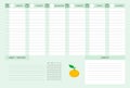 Week timetable and habit tracker with tangerine flat vector template. Royalty Free Stock Photo