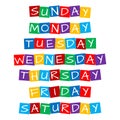 Weekday names set Royalty Free Stock Photo