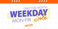 Weekday Sale Banner promotion website banner heading design on calendar white background vector for banner or poster. Sale and