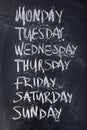 Weekdays on blackboard Royalty Free Stock Photo