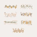 Weekdays Letter Doodle Royalty Free Stock Photo