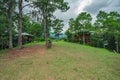 Weekend away in wooden gazebo raining season Royalty Free Stock Photo