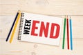 Black week and red end text, weekend concept