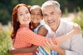 Grey-haired man spending weekend with his family