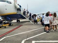 Weekend  getaway boarding the Ryanair plane at Dublin Airport Ireland Royalty Free Stock Photo