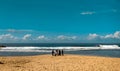 Weekend getaway, go with the family to enjoy the beauty of the white sand beach and the exotic blue sky. Royalty Free Stock Photo