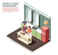 Weekend At Home Isometric Composition Royalty Free Stock Photo