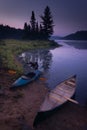 Weekend kayak-canoe camping with the kids Royalty Free Stock Photo