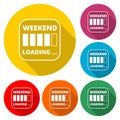 Weekend loading sign icon, color icon with long shadow Royalty Free Stock Photo