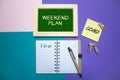 Weekend Plan. Organize with Note and To Do List on background Royalty Free Stock Photo