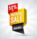 Weekend sale, special offer banner. Discount template. Shopping vector background