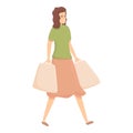 Weekend shopping icon cartoon vector. Housewife mom