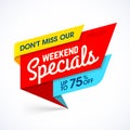 Weekend Specials sale banner Royalty Free Stock Photo