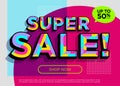Weekend Super Sale Vector Banner. Bright Colorful Special Offer