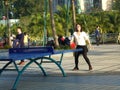 Shenzhen, China: young women are playing table tennis