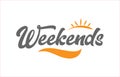 weekends black hand writing word text typography design logo icon