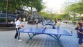 On the weekend, Chinese women are playing table tennis