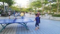 On the weekend, Chinese women are playing table tennis