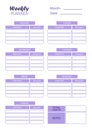 Weekly budget planner. Budget financial plan template. Organization of individual finances - expenses and incomes