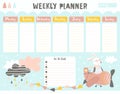 Weekly calendar planner with hare pilot
