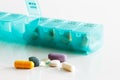 A weekly container of tablets, vitamins etc Royalty Free Stock Photo