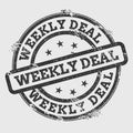 Weekly deal rubber stamp isolated on white.