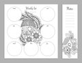 Weekly list design for notepad. Sketchbook, diary mockup. Coloring page.