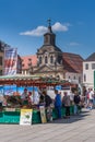 Weekly market in the old town of Bayreuth.