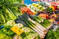 A weekly market vegetables, fresh leek