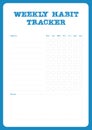Weekly Minimalistic Habit Tracker Template with blue border Royalty Free Stock Photo