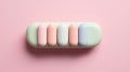 weekly pill container, creative minimalist photo, pastel background, modern flat lay