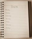 Weekly plan on notebook