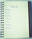 Weekly plan on notebook