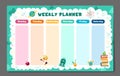 Weekly planner, back to school timetable template with school supplies, planets, books and doodle. Royalty Free Stock Photo