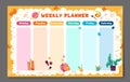 Weekly planner, back to school timetable template with school supplies, planets, books and doodle. Kids schedule design Royalty Free Stock Photo