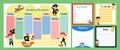 Weekly planner background for kids with cute pirates