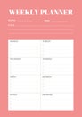 Weekly Planner blank template for you Royalty Free Stock Photo