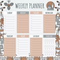 Weekly Planner in Christmas style. Calendar for the Week with a Schedule for Time Planning with Space for Text for Royalty Free Stock Photo