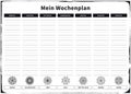 Weekly Planner with 7 Days and corresponding Chakras in Black and White - German Language