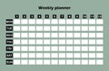 Weekly planner, days and time, twelve hours, vector icon